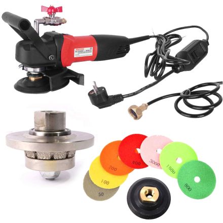 Hardin 316WVPOLSET220 3/16 Inch Radius Diamond Profile Wheel, WP800-220 4 Inch Var Speed Polisher and 8 pc 4 Inch Diamond Polishing Pad Set (220 Volt is for Europe and parts of Asia and Central America)