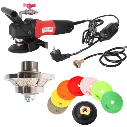 Hardin 38BWVPOLSET220 45° 3/8 Inch Diamond Profile Wheel, WP800-220 4 Inch Var Speed Polisher and 8 pc 4 Inch Diamond Polishing Pad Set (220 Volt is for Europe and parts of Asia and Central America)