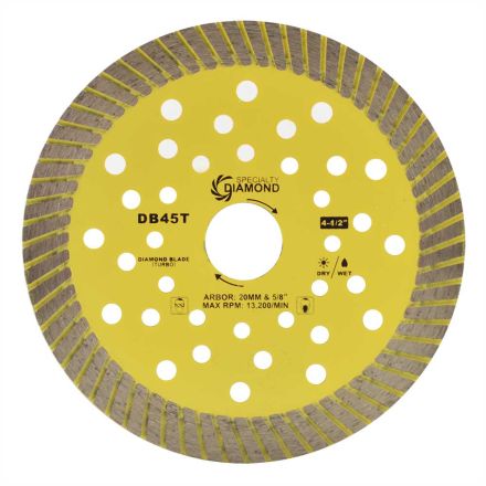 Specialty Diamond DB45T 4-1/2 Inch High Performance General Purpose Dry or Wet Cutting Turbo Diamond Blade