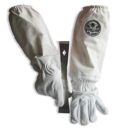 GoodLand Bee Supply GL-GLV-PRY-XLG Sheep Skin Beekeeping Protective Gloves with Canvas Sleeves - XL & Standard Beehive Scraper Prybar Tool
