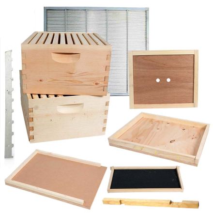 Goodland Bee Supply GL2STACK Double Deep Brood Box Beginners Beehive Kit Including 20 Each Pine Frames and Pierco Pre-waxed Plastic Foundations (GL-2BK)