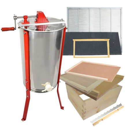 Goodland Bee Supply GLE2STACK 2 Frame Honey Extractor with Complete Beginners Bee Hive Tool Kit
