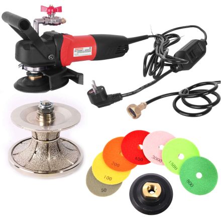 Hardin V50WVPOLSET220 220 Volt 4 Inch Var Speed Polisher, 2 Inch Full Bullnose Diamond Profile Wheel and 8 pc 4 Inch Diamond Polishing Pad Set (220 Volt is for Europe and parts of Asia and Central America)