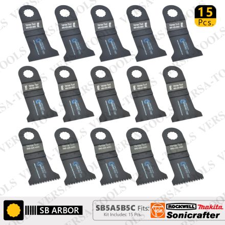 Versa Tool SB5A5B5C Universal Oscillating Saw Blade Contractors Variety Pack For Use On Rockwell Sonicrafter, 15 Piece, 5 Each Bi-Metal, Wood and Japan Tooth Saw Blades
